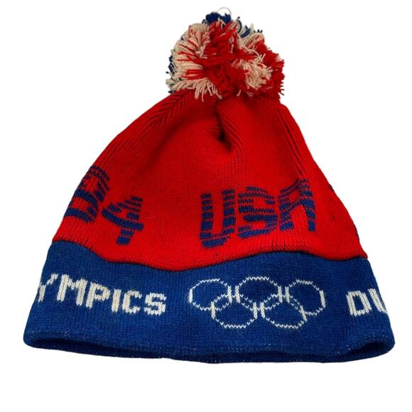 1980'S 1984 Los Angeles Olympics knit hat beanie One Size Vintage US Patriotic - Picture 1 of 4